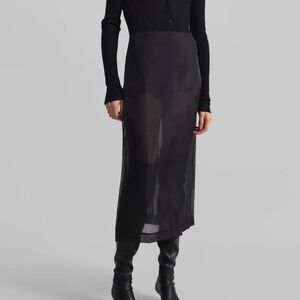 The Frankie Shop Peri Midi Sheer Skirt - Black